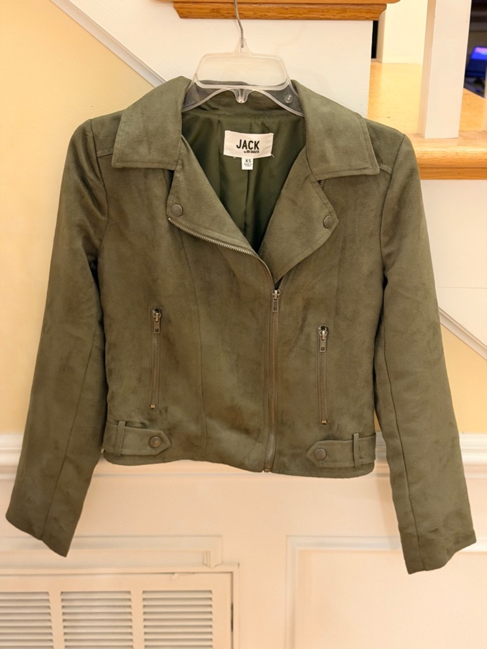 Jack by BB Dakota Olive Green Suede Moto Jacket